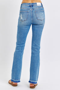 Judy Blue Full Size Mid Rise Destroyed Hem Distressed Jeans