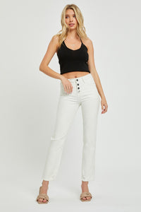 RISEN Full Size Mid-Rise Tummy Control Straight Jeans