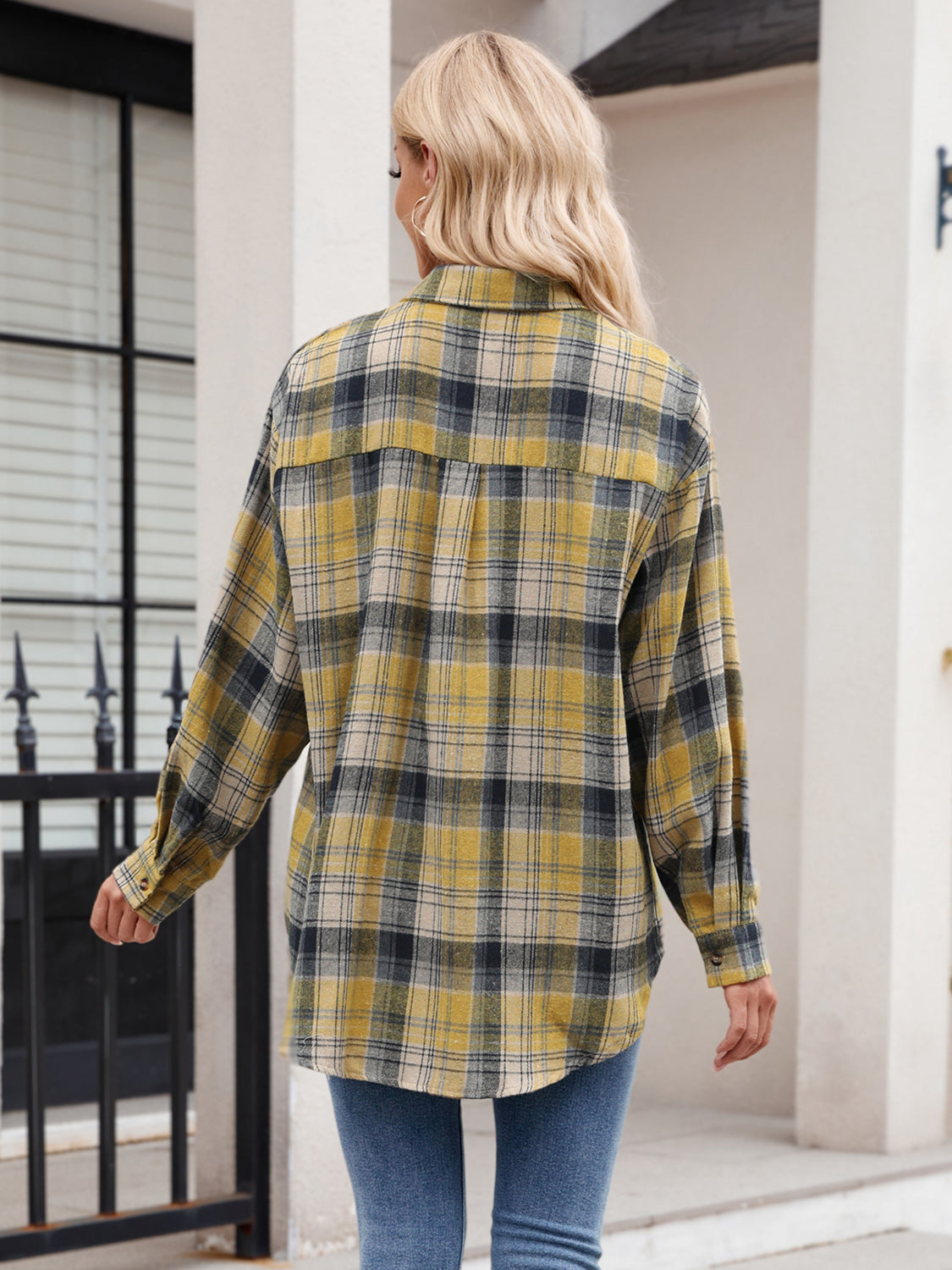 Mandy Pocketed Plaid Collared Neck Long Sleeve Shirt Available In Multiple Color Options