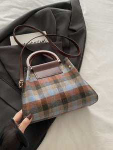 Contrast Plaid Trapezoid Shape Crossbody Bag ( multiple options available)