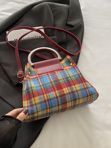 Contrast Plaid Trapezoid Shape Crossbody Bag ( multiple options available)