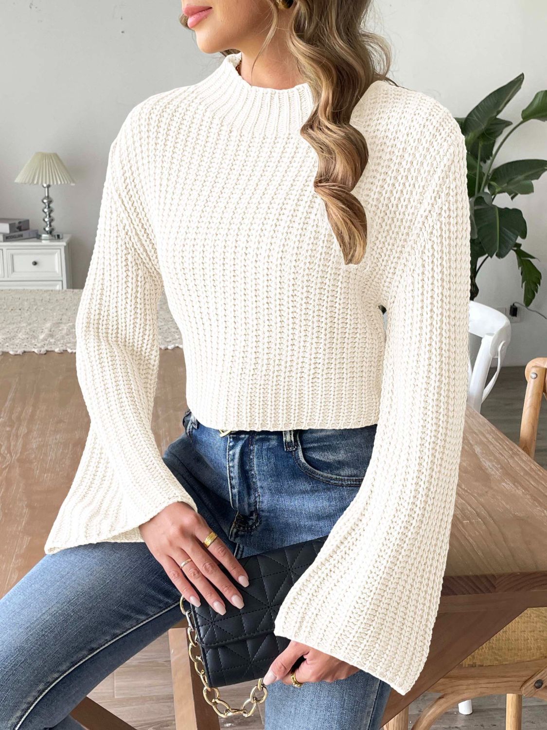 Mock Neck Long Sleeve Sweater available in 3 colors