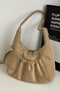 Ruched Suede Handbag with Zipper Available in several color options