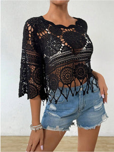 Openwork Round Neck Cover-Up [ click for more options]