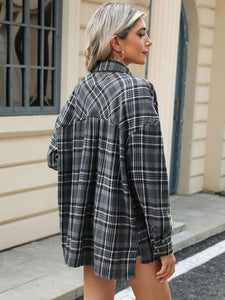 Pocketed Plaid Collared Neck Long Sleeve Shirt Available In Multiple Color Options