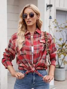 Mandy Plaid Button Up Long Sleeve Shirt Available in Multiple Color Options