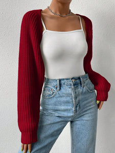 Honey Open Front Long Sleeve Cropped Cardigan ( Available in 4 color options)