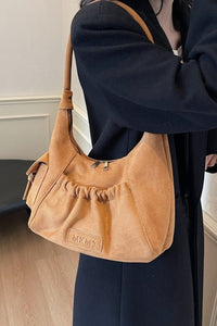 Ruched Suede Handbag with Zipper Available in several color options