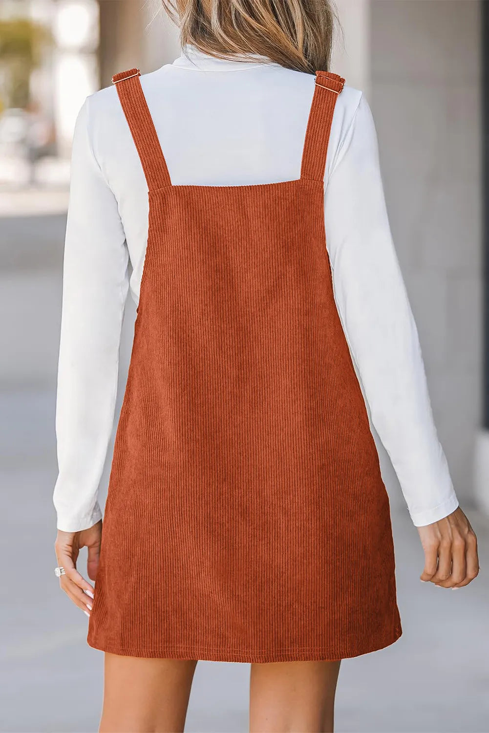 Pocketed Square Neck Wide Strap Overall Dress available in 2 Color Options