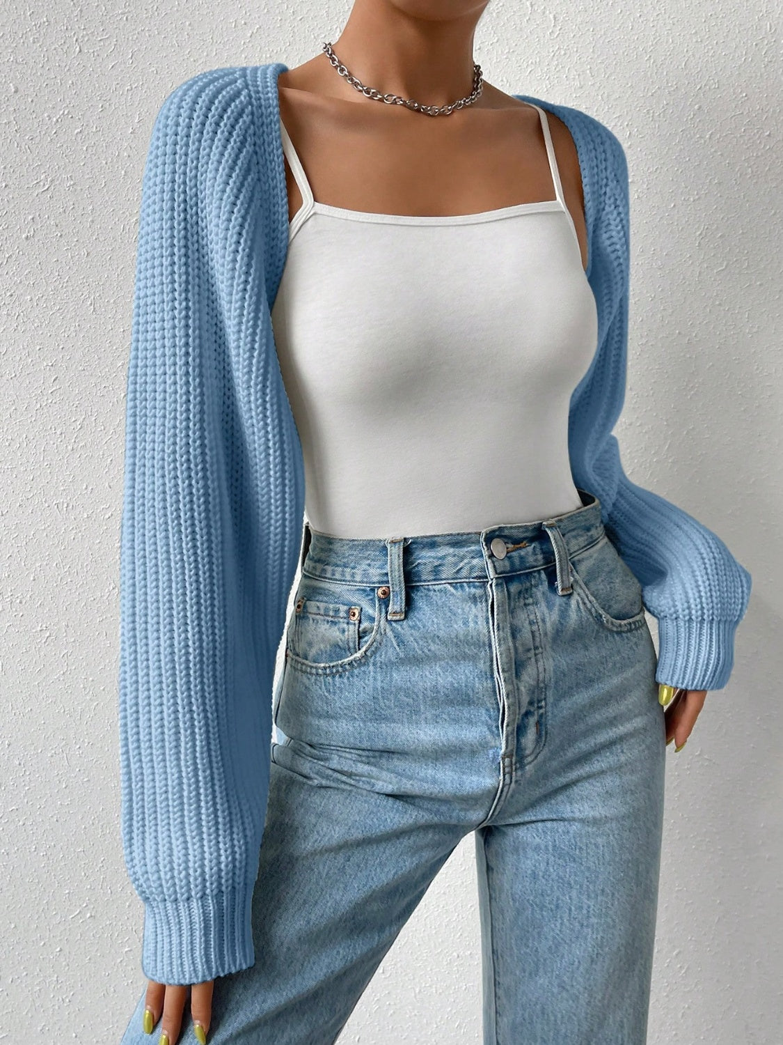 Honey Open Front Long Sleeve Cropped Cardigan ( Available in 4 color options)