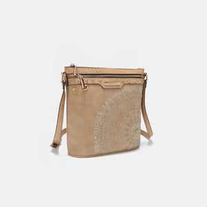 Nicole Lee USA Metallic Stitching Embroidery Inlaid Rhinestone Crossbody Bag [ click for additional color options]