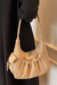 Ruched Suede Handbag with Zipper Available in several color options