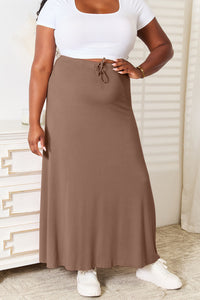 Double Take Full Size Soft Rayon Drawstring Waist Maxi Skirt Rayon [ click for additional color options]