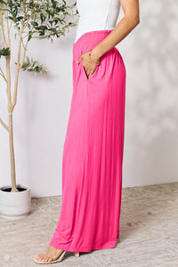 Double Take Full Size Smocked Wide Waistband Wide Leg Pants [Click for additional options]