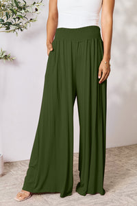 Double Take Full Size Smocked Wide Waistband Wide Leg Pants [Click for additional options]