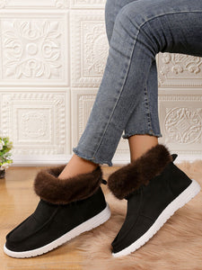 Faux Fur Suede Round Toe Sneakers