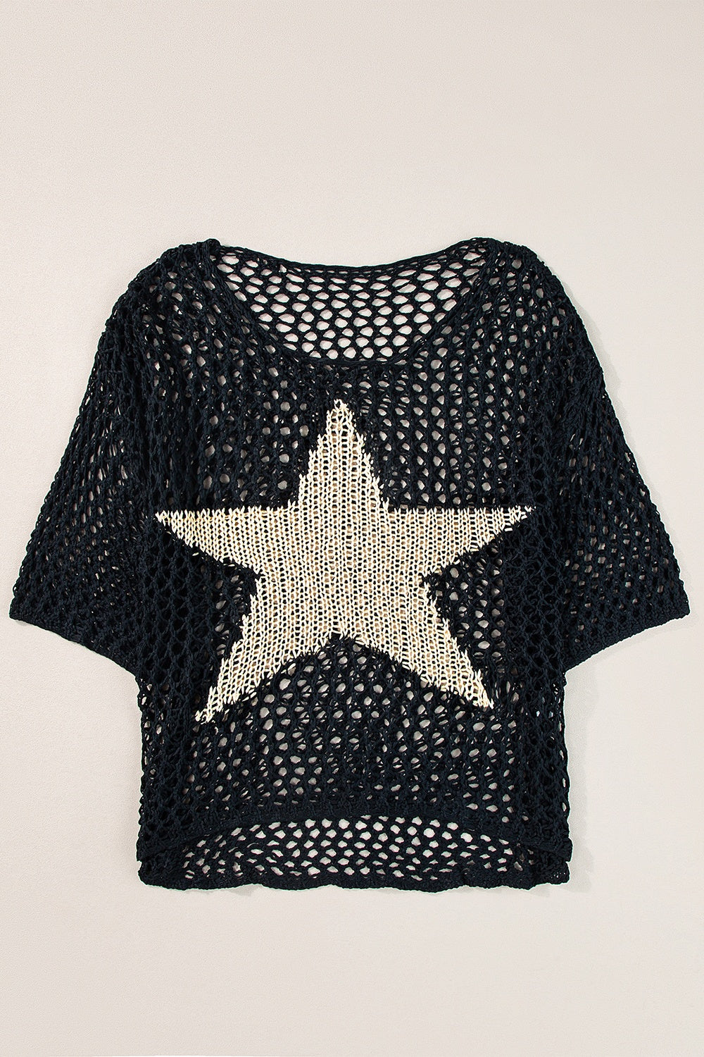 Openwork Star Boat Neck Knit Cover Up