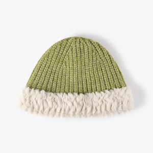 Fuzzy Hem Knit Hat💚🩶🖤🤎💙