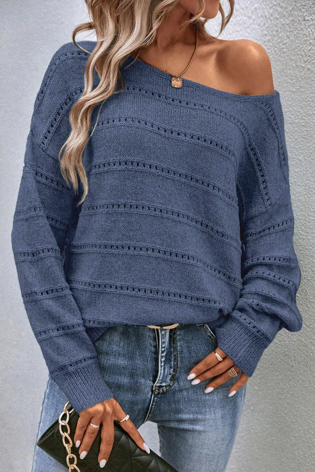 Boat Neck Dropped Shoulder Sweater ( available on multiple colors)