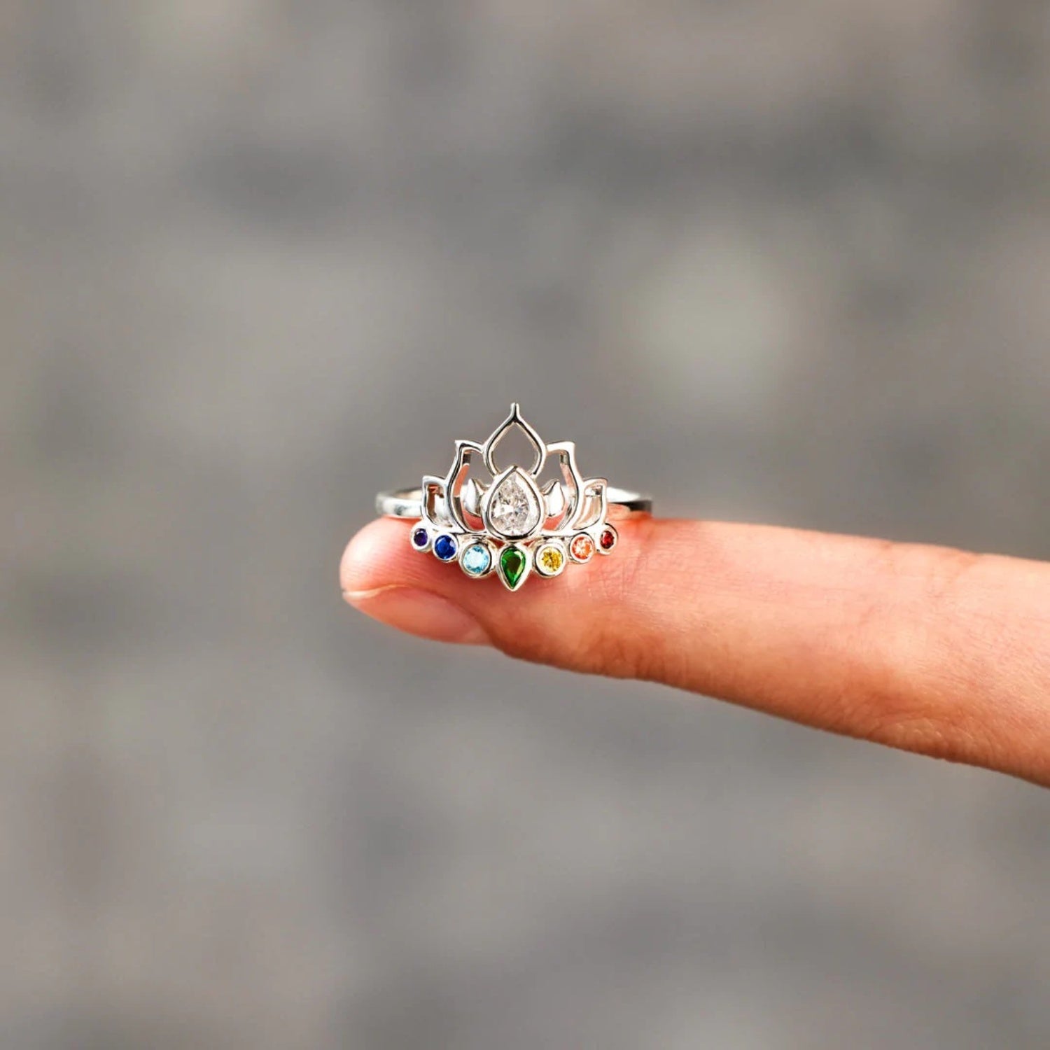 Zircon Lotus Shape Ring