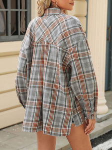 Pocketed Plaid Collared Neck Long Sleeve Shirt Available In Multiple Color Options