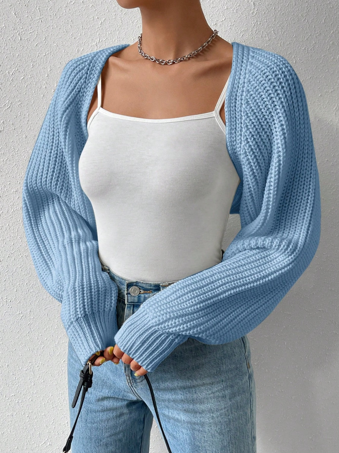 Honey Open Front Long Sleeve Cropped Cardigan ( Available in 4 color options)