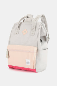 Himawari Contrast Waterproof Backpack Bag with External USB Port🟣🔴🔵⚪️🟢
