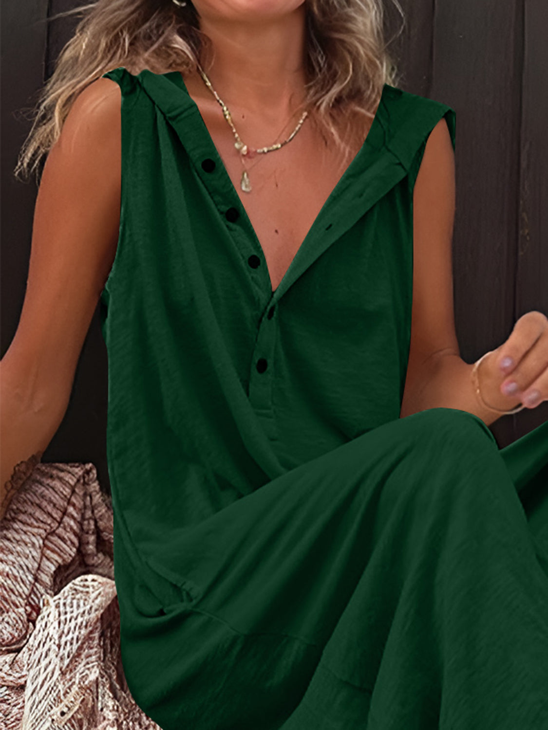 Full Size Half Button Sleeveless Jumpsuit [ click for additional options]