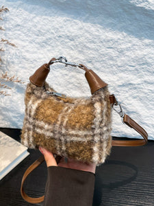 Fuzzy Polyester Mini Handbag with Zipper ( Multiple options available)