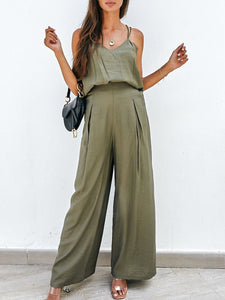 Spaghetti Strap Cami and Wide Leg Pants Set [ click for additional color options]