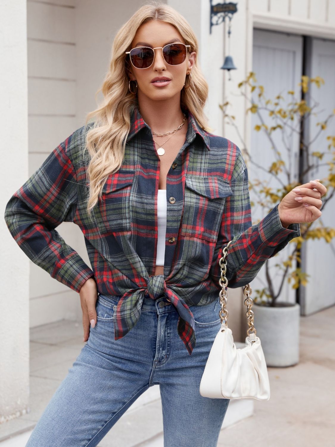 Mandy Plaid Button Up Long Sleeve Shirt Available in Multiple Color Options