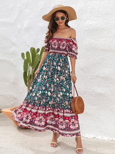 Floral Flounce Sleeve Midi Dress [ click for additional color options]