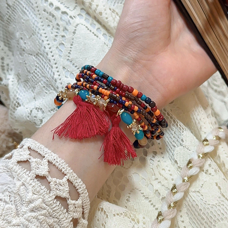 Tassel Rice Bead Bracelet {click for additional color options}