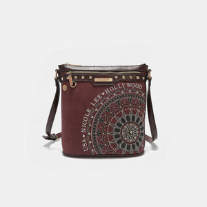 Nicole Lee USA Metallic Stitching Embroidery Inlaid Rhinestone Crossbody Bag [ click for additional color options]