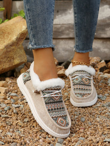 Printed Round Toe Flat Slip-Ons