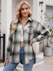 Mandy Plaid Collared Neck Long Sleeve Shirt Available in Multiple Color Options