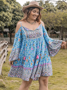 Plus Size Printed Long Sleeve Mini Dress [click for additional color options]