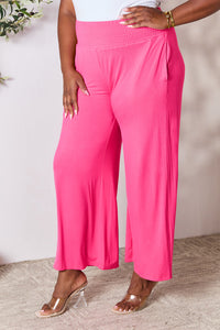 Double Take Full Size Smocked Wide Waistband Wide Leg Pants [Click for additional options]