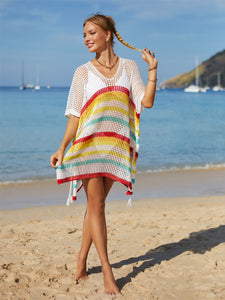 Cutout Striped Cover-Up with Tassel [ Click for more Options]