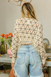 BiBi Dolman Sleeve Flower Crochet Lace Cover Up