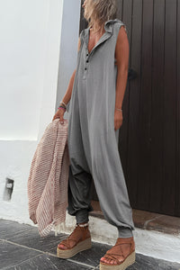 Full Size Half Button Sleeveless Jumpsuit [ click for additional options]