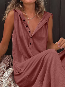 Full Size Half Button Sleeveless Jumpsuit [ click for additional options]