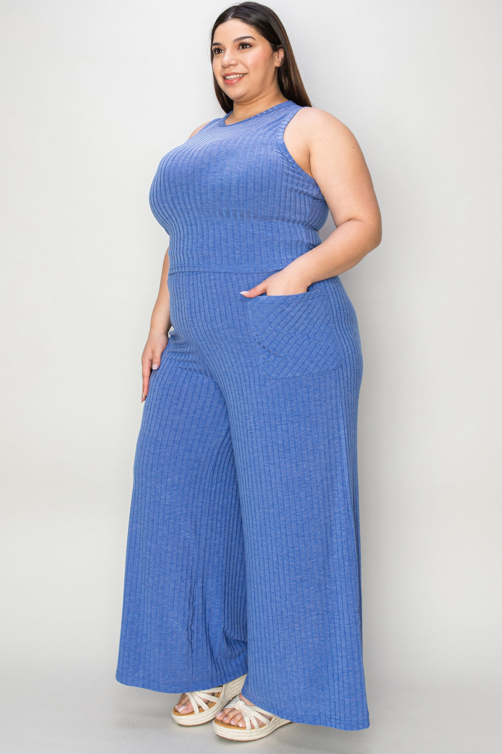 Basic Bae Full Size Ribbed Tank and Wide Leg Pants Set [click for additional color options]