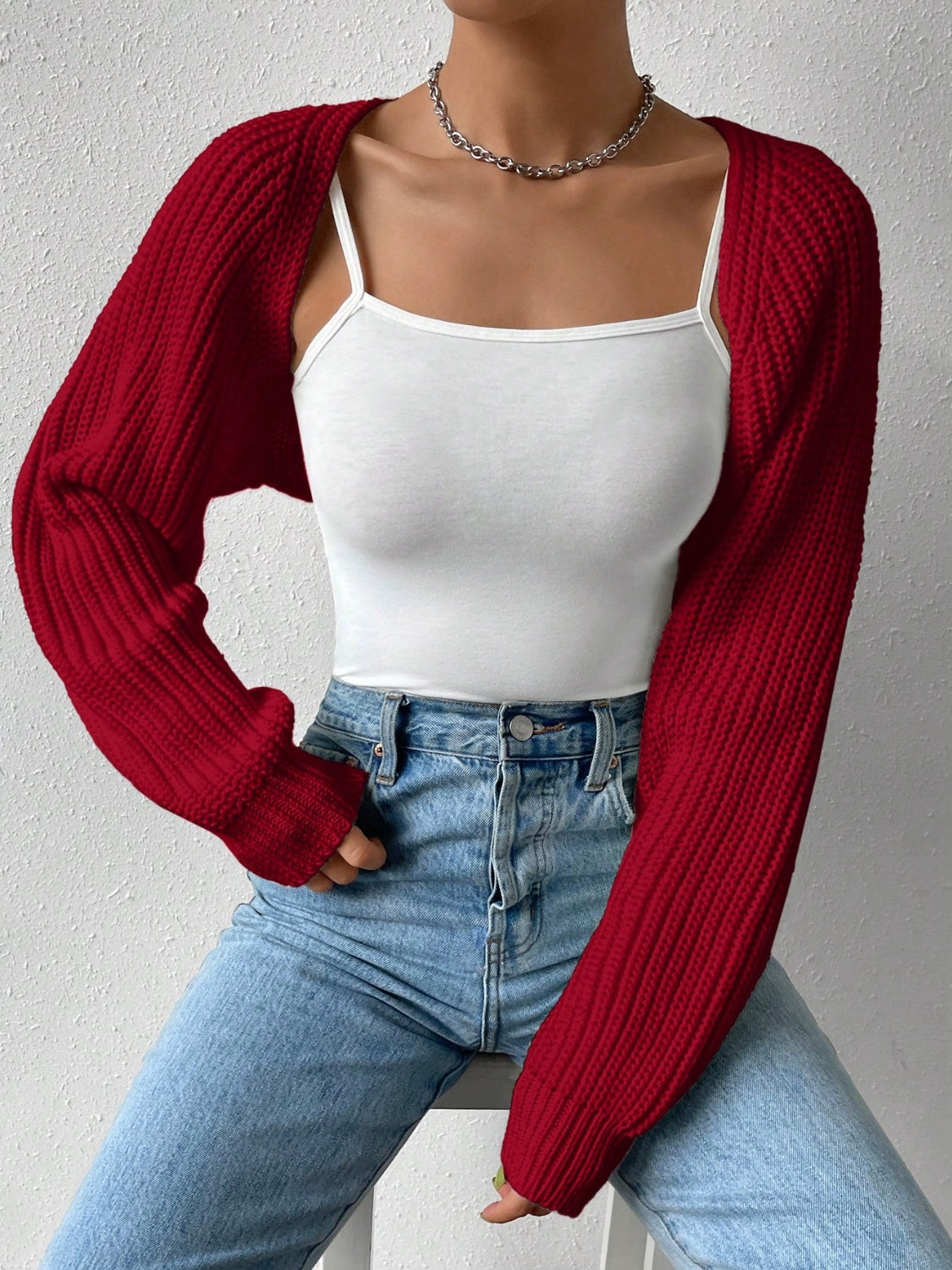 Honey Open Front Long Sleeve Cropped Cardigan ( Available in 4 color options)