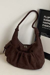 Ruched Suede Handbag with Zipper Available in several color options