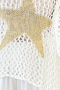 Openwork Star Boat Neck Knit Cover Up