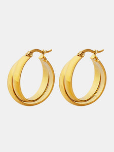 18K Gold-Plated Titanium Steel Huggie Earrings🟡⚪️