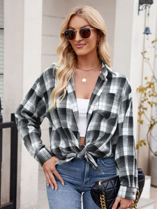 Mandy Plaid Collared Neck Long Sleeve Shirt Available in Multiple Color Options