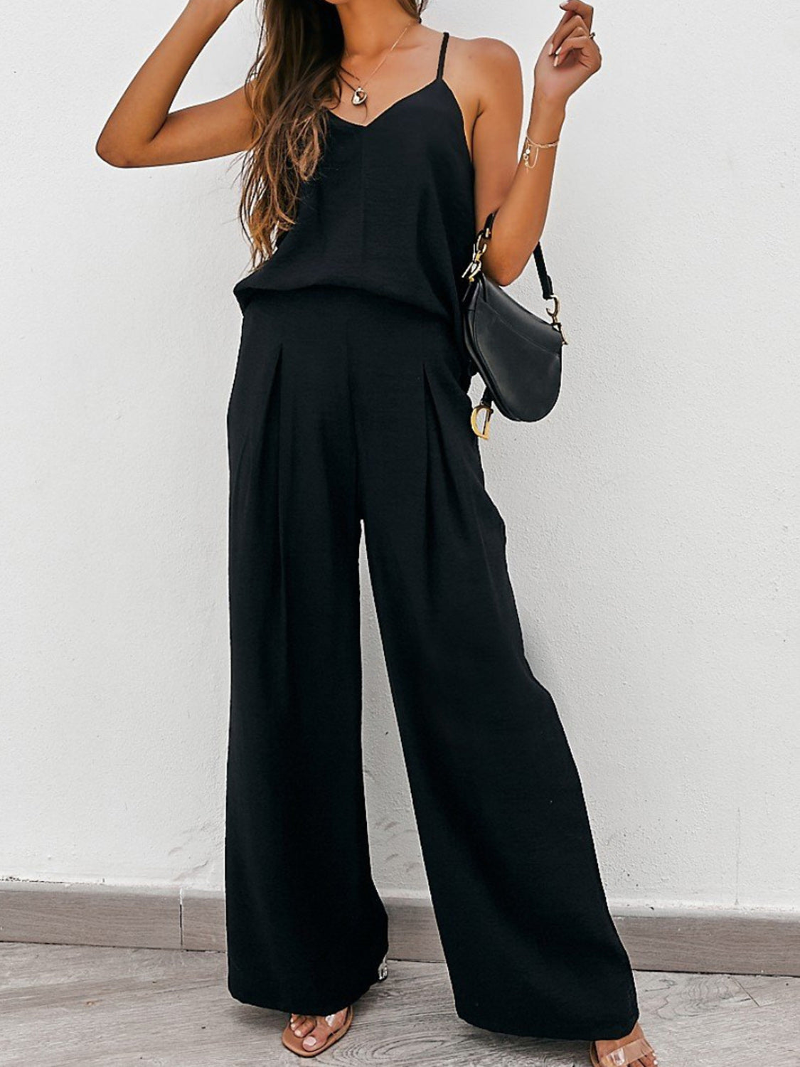 Spaghetti Strap Cami and Wide Leg Pants Set [ click for additional color options]