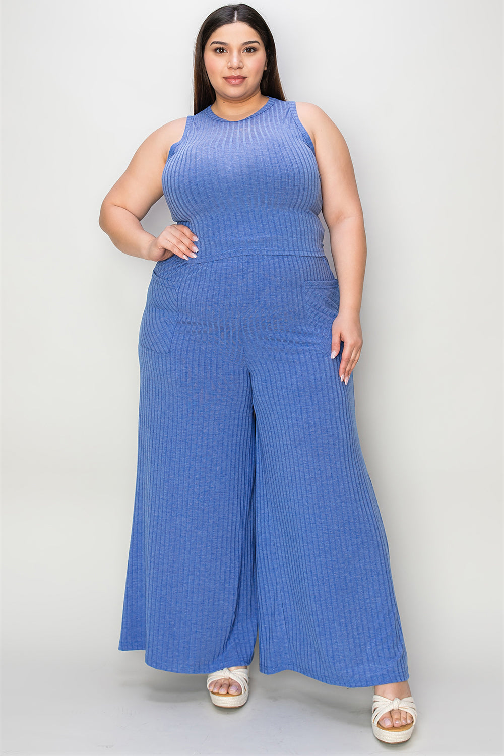 Basic Bae Full Size Ribbed Tank and Wide Leg Pants Set [click for additional color options]